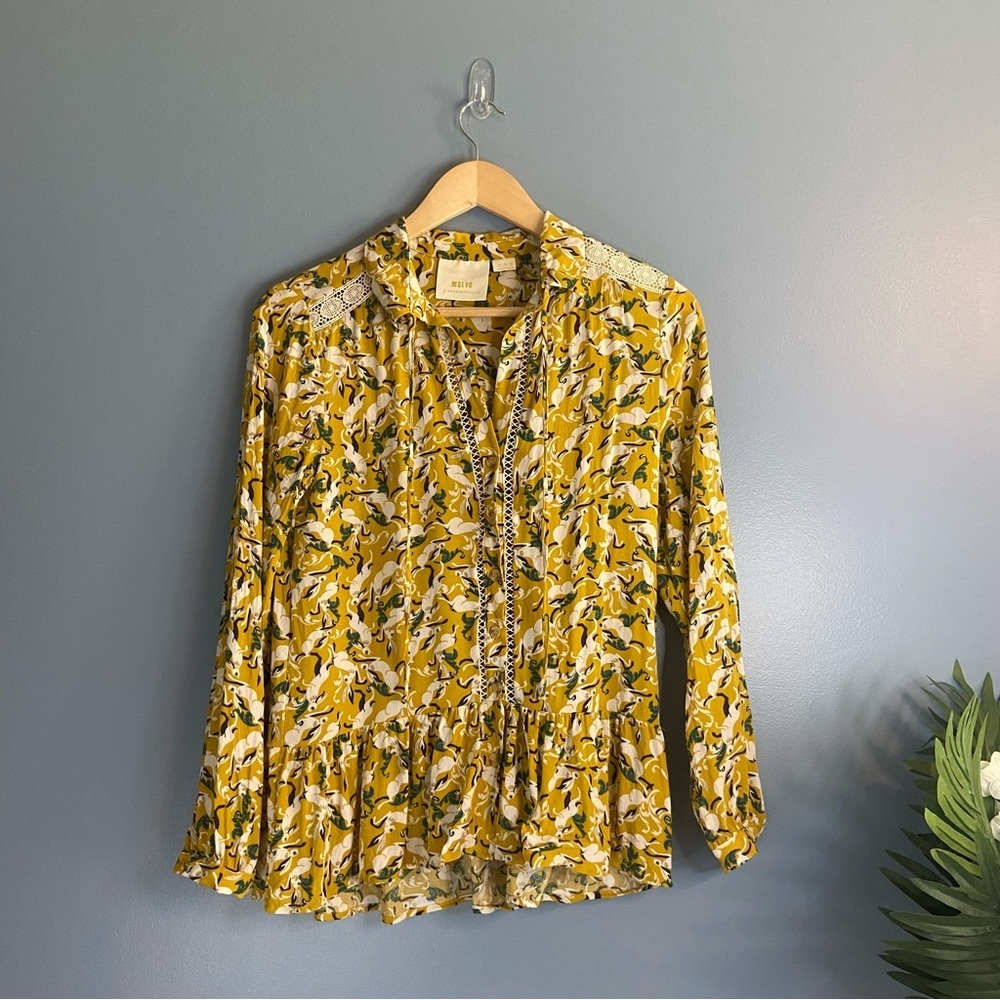 Maeve Anthropologie Janie Bunny Rabbit Print Blouse